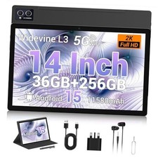 2025 14 Inch Android 15 Tablet with Stylus, 2K Black-14 inch-Android 15-M1401C