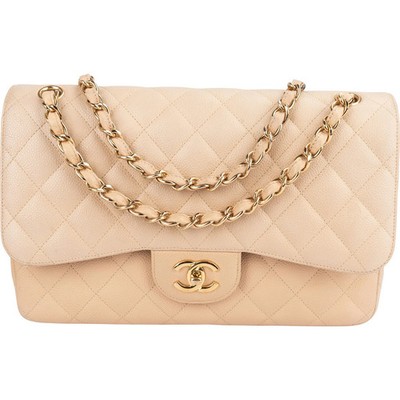 Chanel Caviar Leather Jumbo Double Flap Shoulder Crossbody Bag Coco CC Tasche