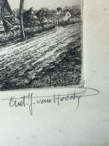 Early VTG Drypoint Etching Emil J Van Heecke Bellum Village 23/50 Signed Framed - Picture 5 of 17