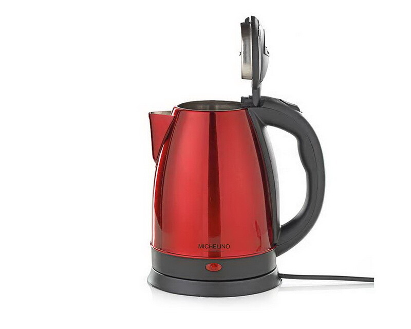 MICHELINO 1,8L Wasserkocher Edelstahl Elektro-Teekessel Heißwasser-Kocher ROT