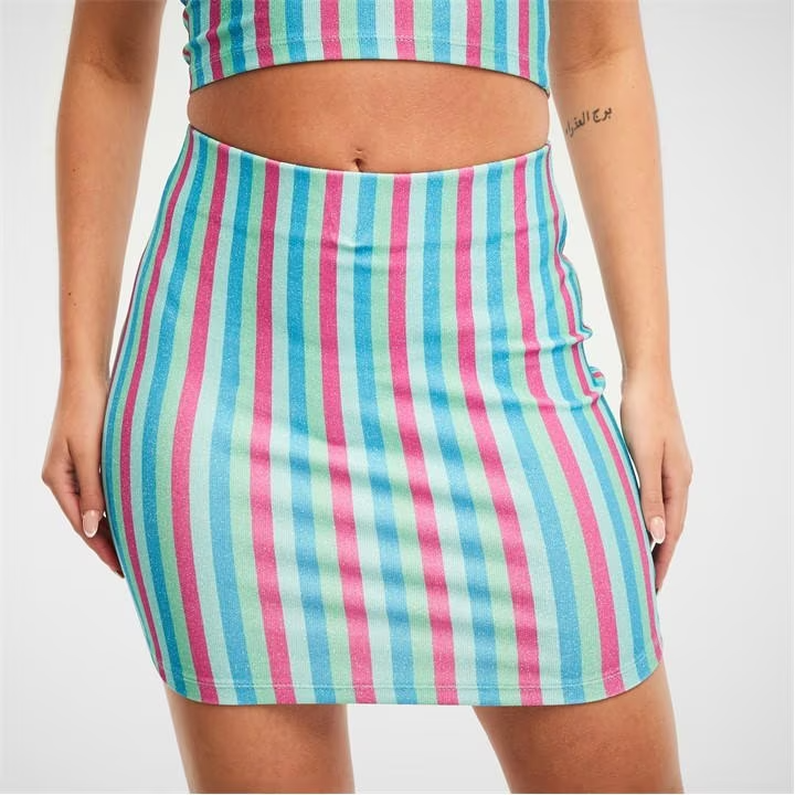 Missguided Glitter Stripe Mini Skirt Size 10
