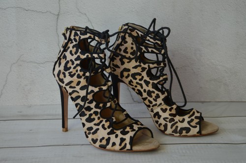 leopard tie up sandals
