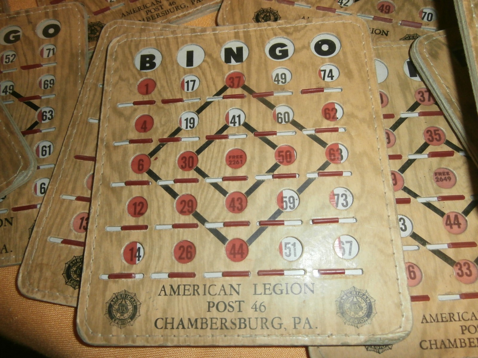 21 Vintage Bingo Slide Shutter Cards Chambersburg PA Post 46 American
