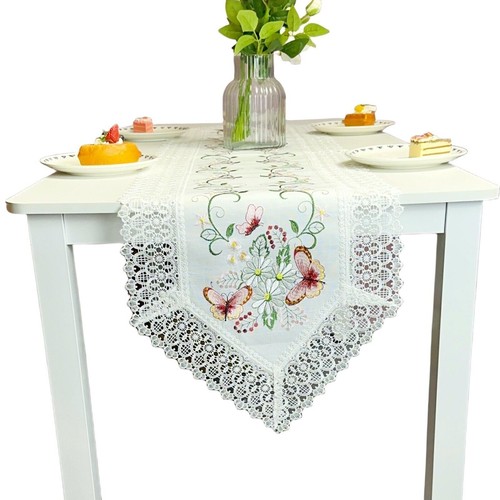 Vintage Embroidered Butterfly Floral Lace Table Runner Wedding Party Home Decor - Picture 4 of 18