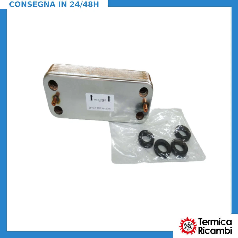 Scambiatore di calore a 10 Piastre con guarnizioni Ferroli 3980I000 compatibile