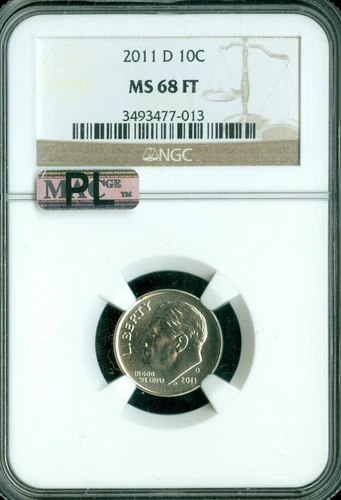 2011 D ROOSEVELT DIME NGC MS68 FT PL 2ND FINEST REGISTRY MAC SPOTLESS *