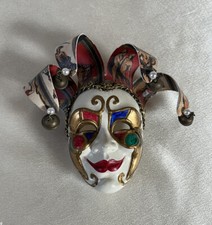 Venetian Masquerade Mask Harlequin Jester Joker Ceramic  Cloth Handmade 5  T