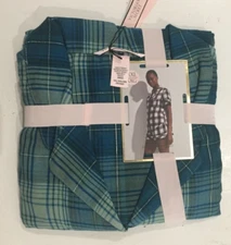 Victoria’s Secret Green Blue Flannel Short Sleeve Shorts Pajamas Set XXL