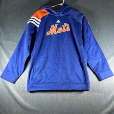 Adidas Boys Hoodie Blue Orange New York Mets Long Sleeve Size XL 18-20 Polyester
