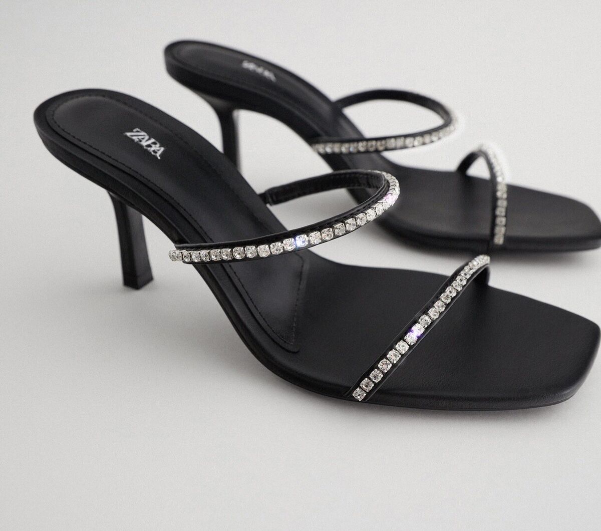 NWT Zara Rhinestone Embellished Kitten Sandal Heels Sz 40 NWT Zara Rhinestone Embellished Kitten Sandal Heels Sz 40