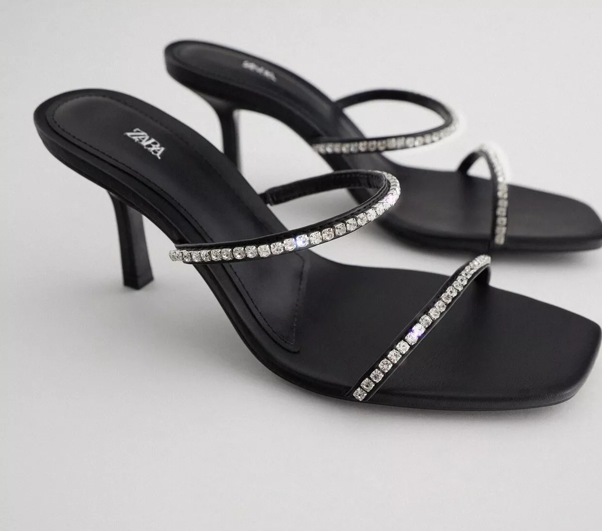 Black strappy hotsell heels zara
