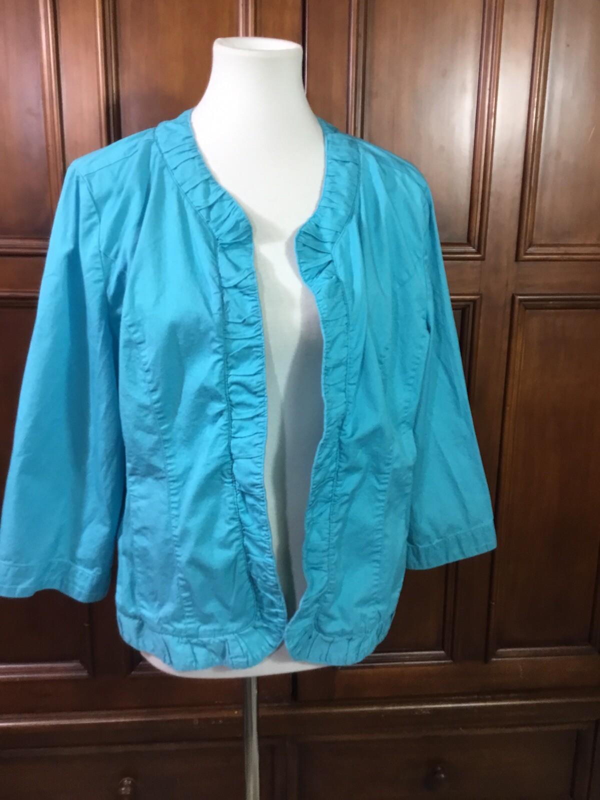 christopher & banks solid light blue ruffled dist… - image 6