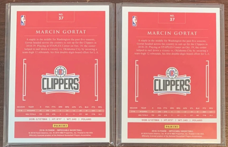 2018-19 Panini Impeccable Holo & Silver SSP Marcin Gortat X2 #11/25 & #46/49 - Image 2 of 4