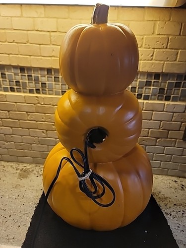 Halloween Vintage Light Up 17" Triple Stacked Blow Mold PUMPKINS TESTED WORKS!! - Picture 2 of 4