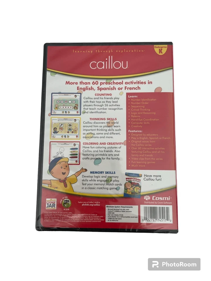 CAILLOU Kindergarten More Than 60 Activities PC CD-ROM Software NEW - Image 2 of 2