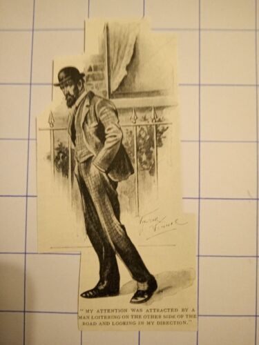 Man loitering fence hat clothing illustration  1900 - Afbeelding 1 van 1