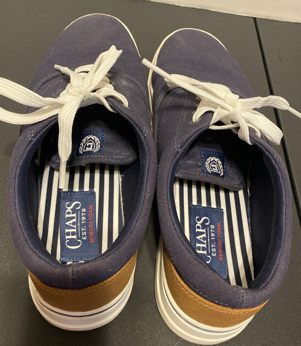 CHAPS Canvas Lace Up Mens Shoes BLUE EST 1978 Memory Foam Size 7.5