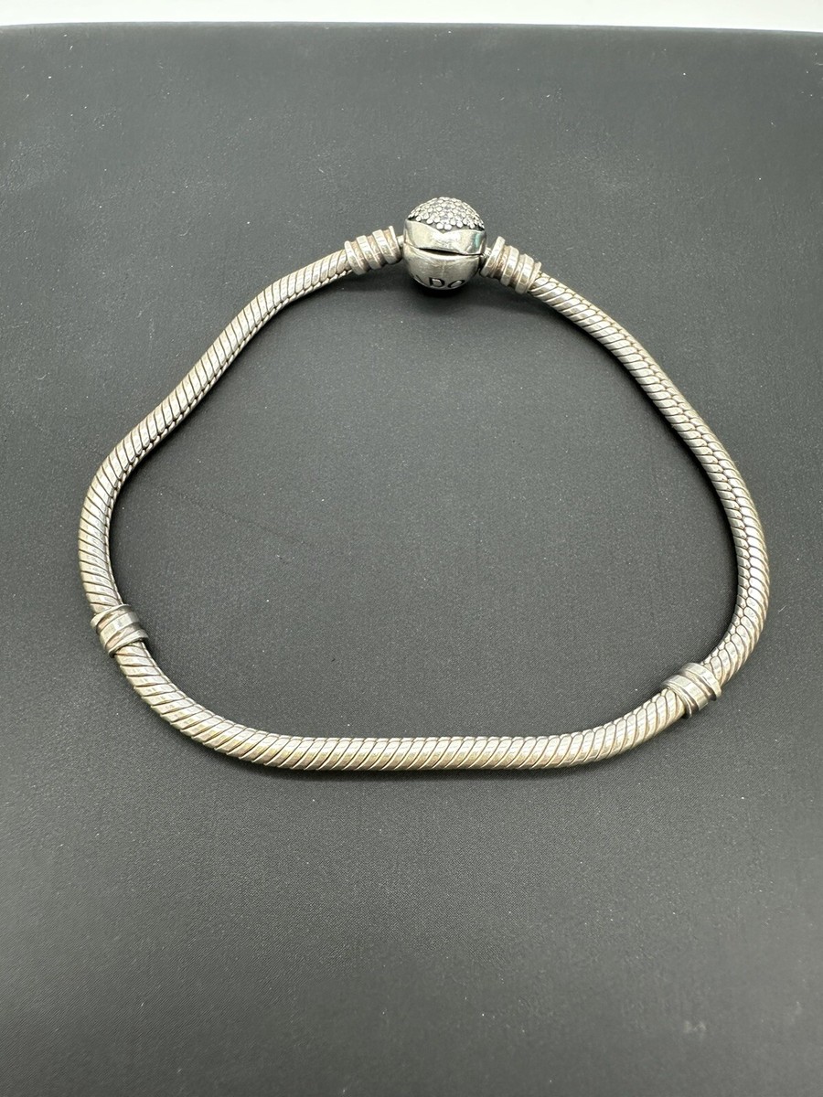 Authentic PANDORA 925 Ale Silver Moments Crystal O Clasp Heart