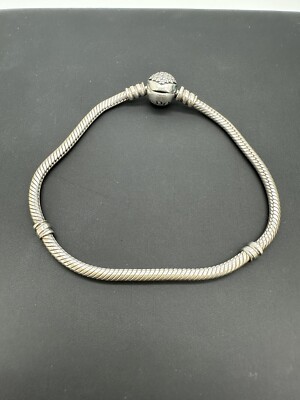 Authentic PANDORA 925 Ale Silver Moments Crystal O Clasp Heart
