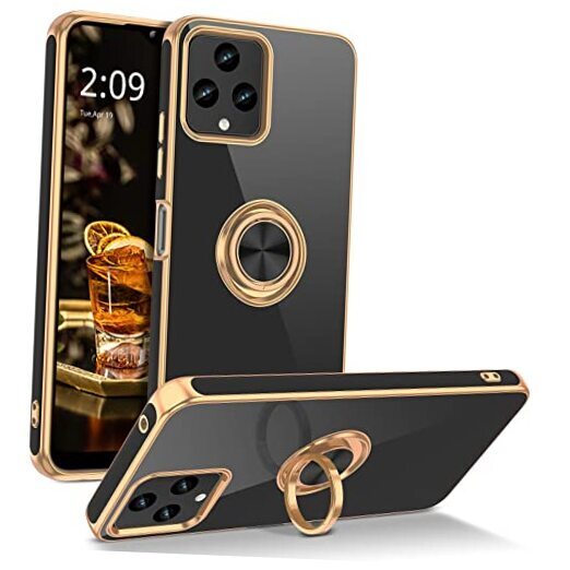 for T-Mobile REVVL 6/6X Case with Ring Holder Kickstand 360 Degree Black