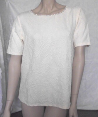°° amira - Shirt 3D Jacquard - ecru - Strass - Kurzarm - NEU °°