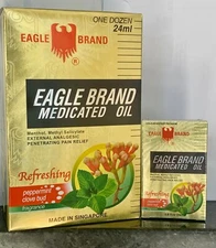 12 Packs - Eagle Brand Medicated Oil Refresh - Dầu Con Ó Vàng Xoa Bóp Xương Khớp