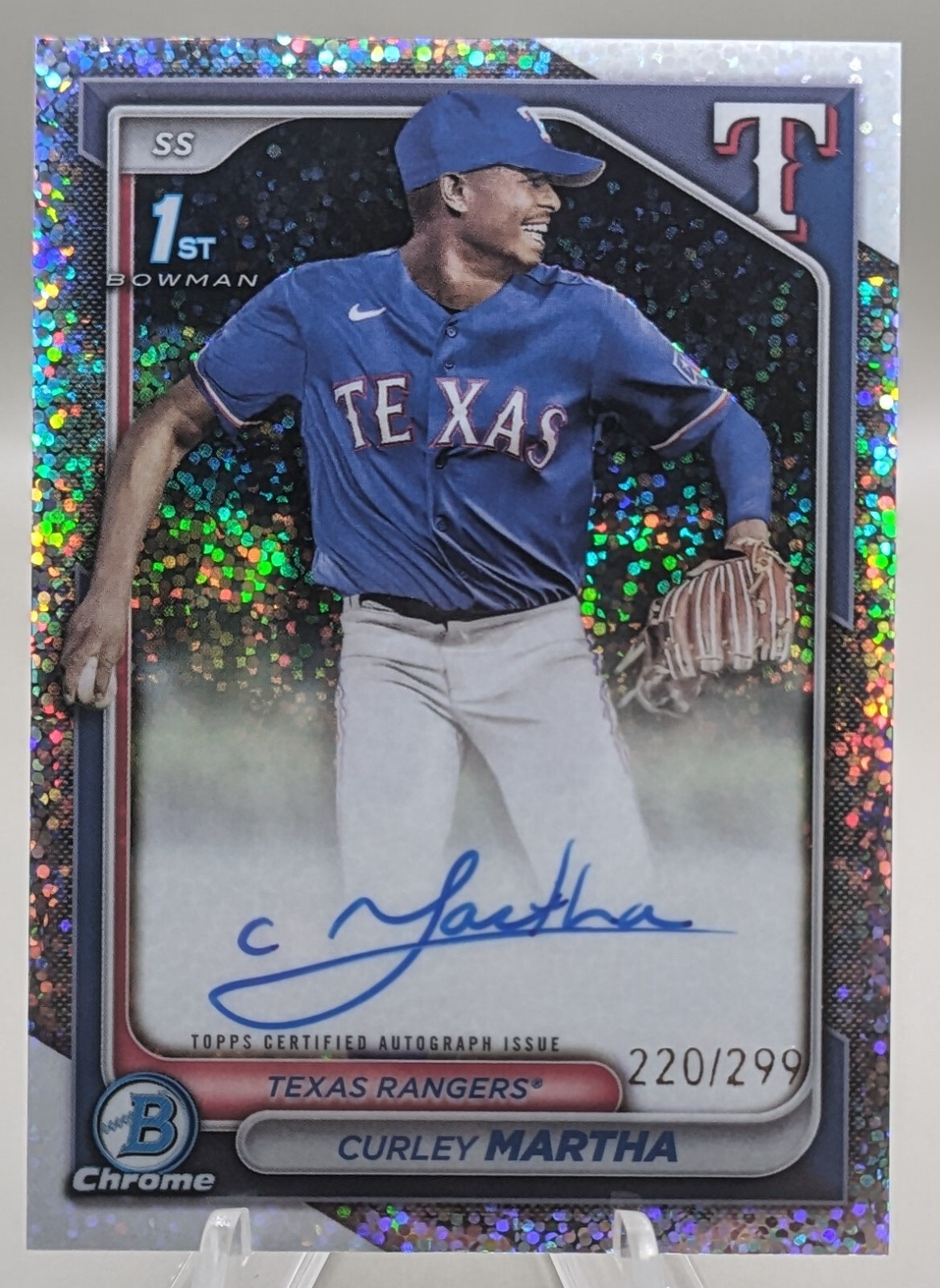 2024 Bowman Chrome CURLEY MARTHA 1st Bowman Speckle Texas Ranger /299 AUTO