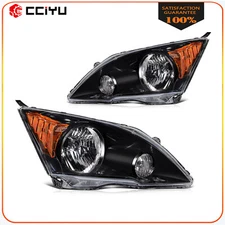 Headlights Assembly For 2007-2011 Honda CR-V CRV Black Housing Left+Right Pair