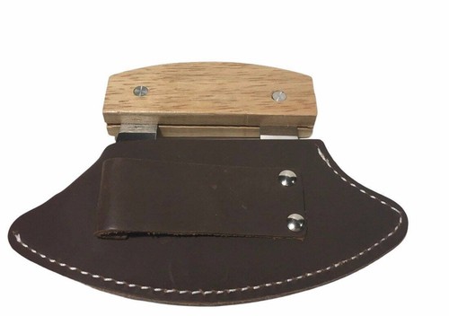 Funda de cuero hecha a mano Ulu Alaska mango cuchillo 6" - Imagen 5 de 5