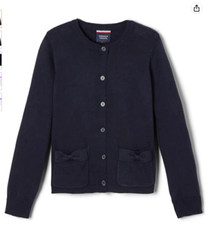 NWT NWT French Toast Girls' Long Sleeve Bow Pocket Cardigan XL 14/16Y NAVY COLOR