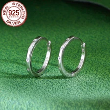 Cubic Zircon Bezel Setting 925 Sterling Silver 18mm Women S925 CZ Hoop Earrings