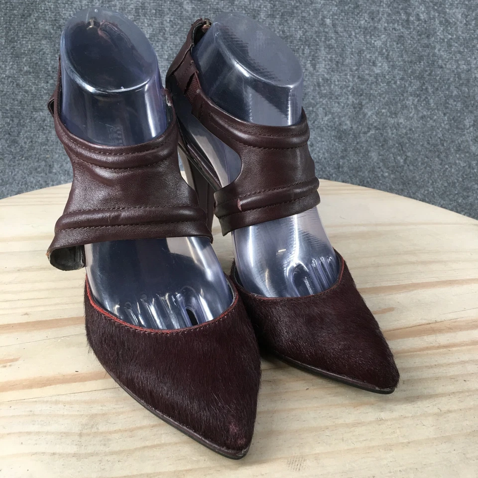 Kenneth Cole Reaction Tacones Mujer 8 M Punta Punta Bomba Cuero Borgoña Cremallera Foto 3 de 4