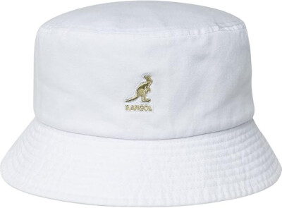 Kangol Washed All White Gold Logo Boonie Bucket Hat Unisex Adult