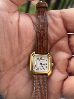 #ad Gold Tone Tank Style Women’s Watch Pulsar by Seiko Roman Numeral Y432 5250 AS IS $175.00