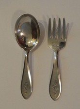 VINTAGE INTERNATIONAL "SIMPLICITY" STERLING SILVER BABY SPOON  FORK, 35 grams