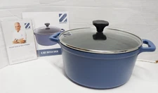 New Geoffrey Zakarian 4.5 Qt Cast Iron Non-Stick Oval Dutch Oven & Glass  Lid