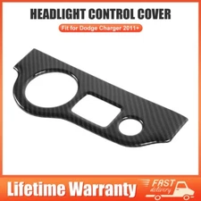 Inner Carbon Fiber Headlight Switch Control Frame Cover For Dodge Charger 2010+