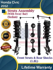 OE Front Struts & Rear Shocks W/Sway Bar For 2012 Honda Civic 1.8L Lifetime Warr