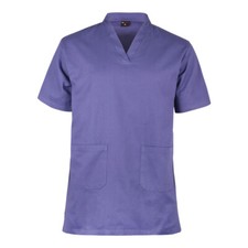 Medical SCRUB TOP 100% Cotton V NECK Tunic Nurse Hospital SCRUB Top Uniform UK
