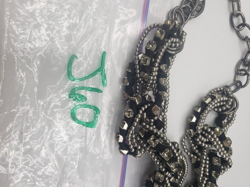 Banana Republic Womens Necklace Crystal Beaded Black Silver 12" Whimsygoth Y2K - Picture 9 of 9