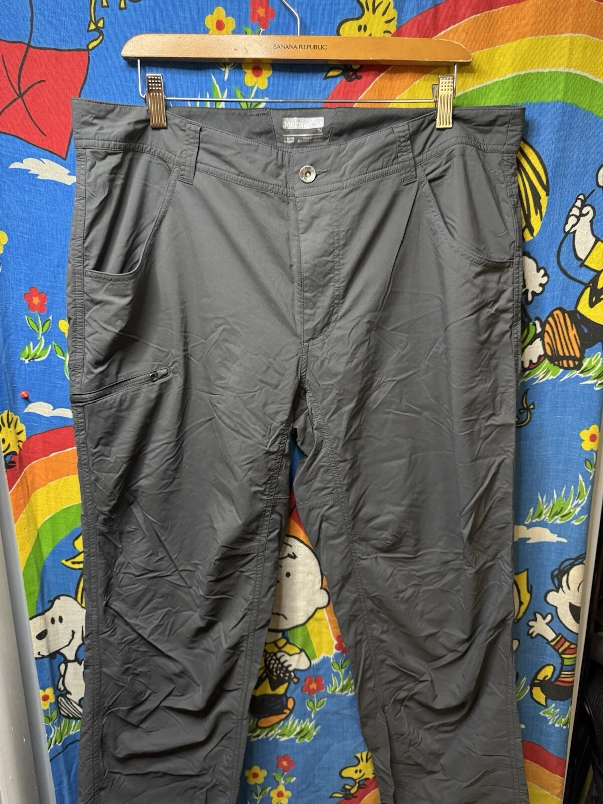 Marmot Pants Mens 36 Gray Nylon Stretch 5-Pocket Straight Leg Hiking Chino 2016
