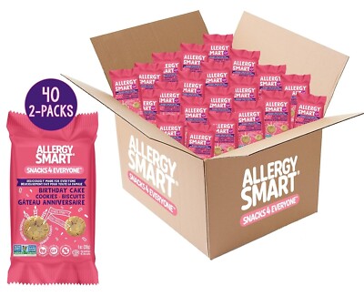 Case of 40 Birthday Cake 1oz packs Cookies Allergy Smart Snack tea Coffee