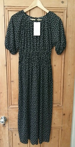 ZARA Long Polka Dot Print Shirred Waist 