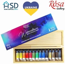 Rosa Gallery Artists Watercolours In Tubes 14x10ml Classic Colors Wooden Box Set