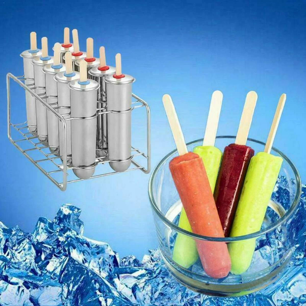 6/10 Stainless Steel Frozen Ice Cream Mold Juice Popsicle Maker Ice Lolly  Mould