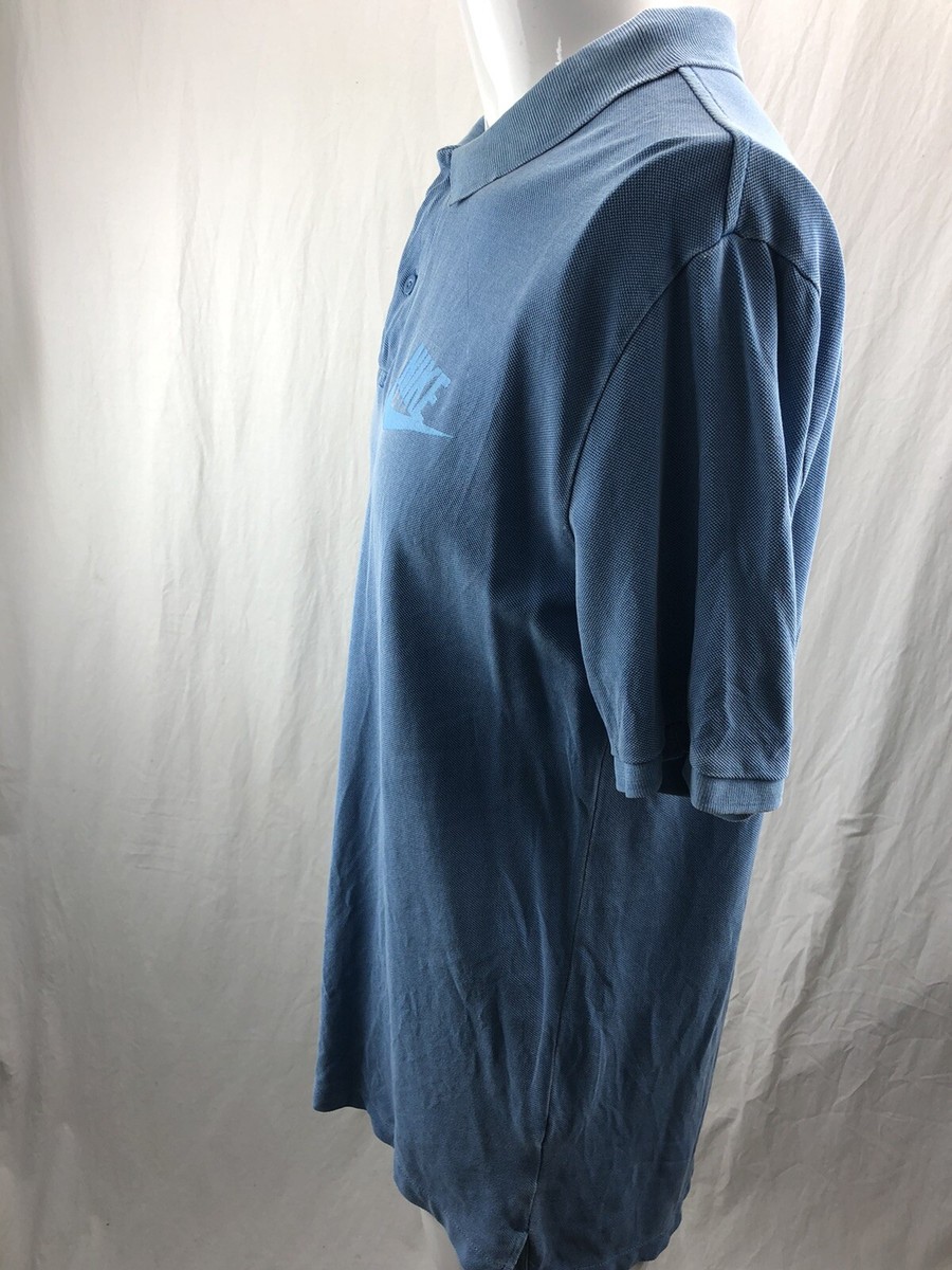 Vintage Nike Men Polo Shirt 90s Blue Swoosh Y2K Short Sleeve Large