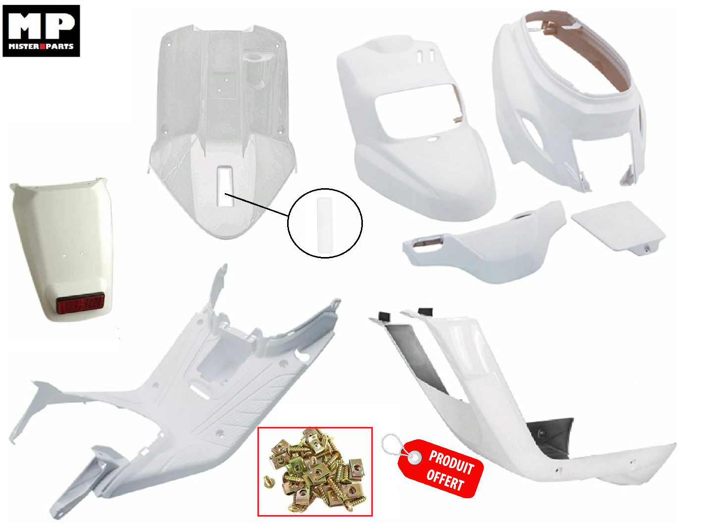 Kit carénages Booster et Bws blanc en ABS injecté haute résistance