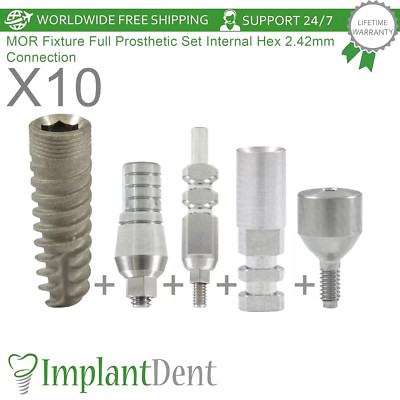 10x Dental Spiral Fixture MOR Full Prothese Set Int Hex 2,42mm Connection