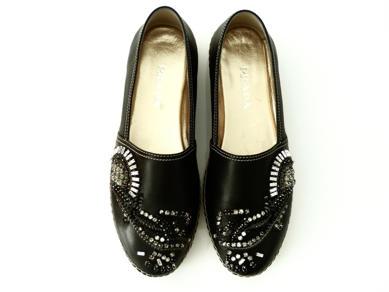 PRADA SCHUHE ESPANDRILLES SCHMUCKSTEINE SHOES BLACK EU:38 NEU/NEW 93a376 PRADA SCHUHE ESPANDRILLES SCHMUCKSTEINE SHOES BLACK EU:38 NEU/NEW 93a376