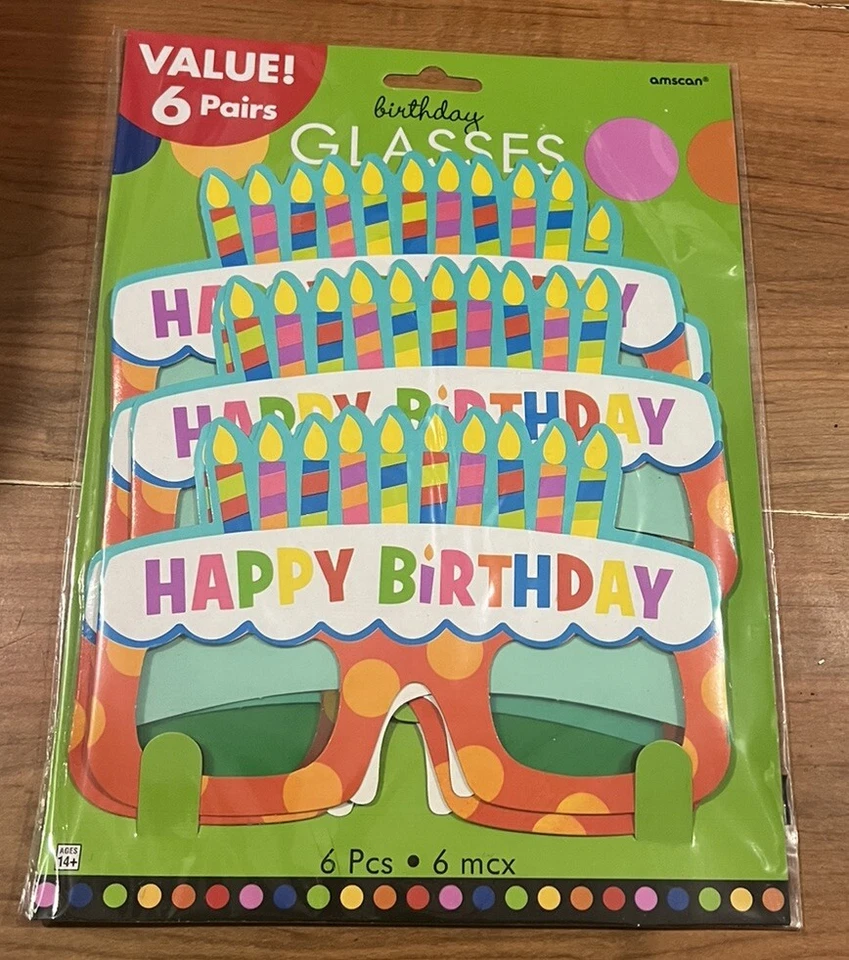 6x ADULT FUNNY PARTY PAPER GLASSES MASK HAPPY BIRTHDAY GLASSES FRAME THEME PARTY - Image 2 of 2